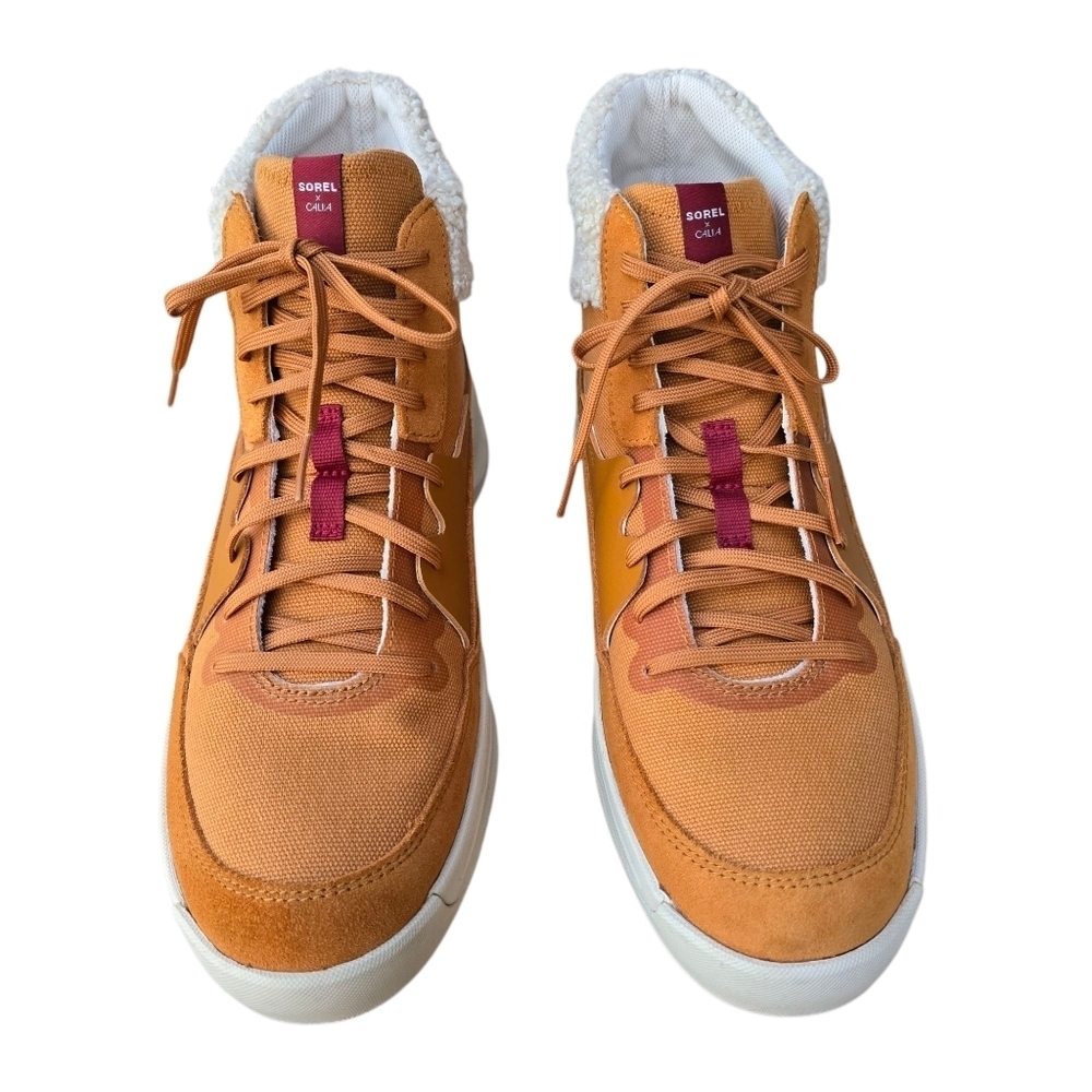 🌻Sorel X Calia Ona 503 Mid Cozy Sneaker Boot, CanynGld/Bleached Ceramic Size 11 - Picture 6 of 14